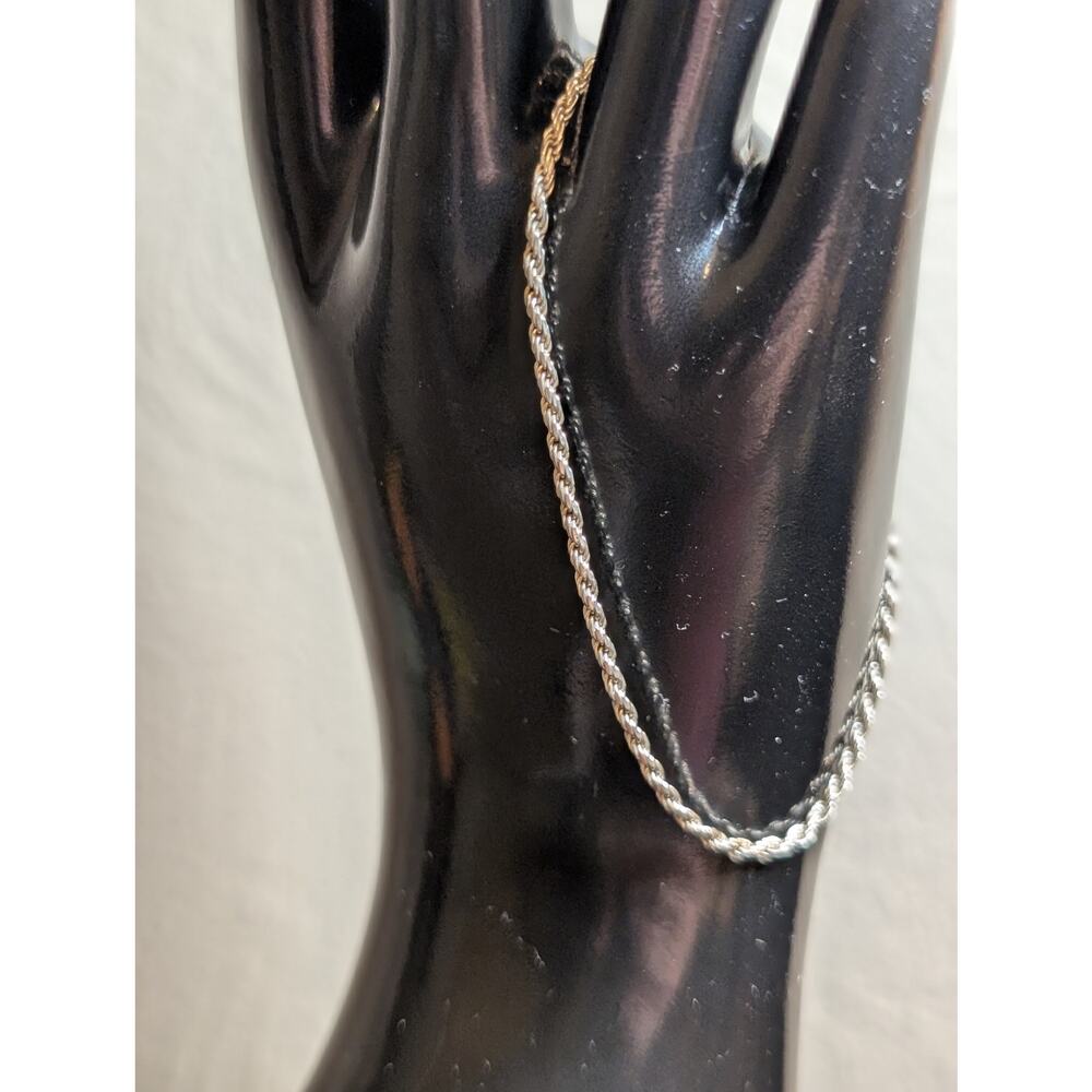 Vintage Sterling Silver 925 Rope Chain Link 7" Bracelet